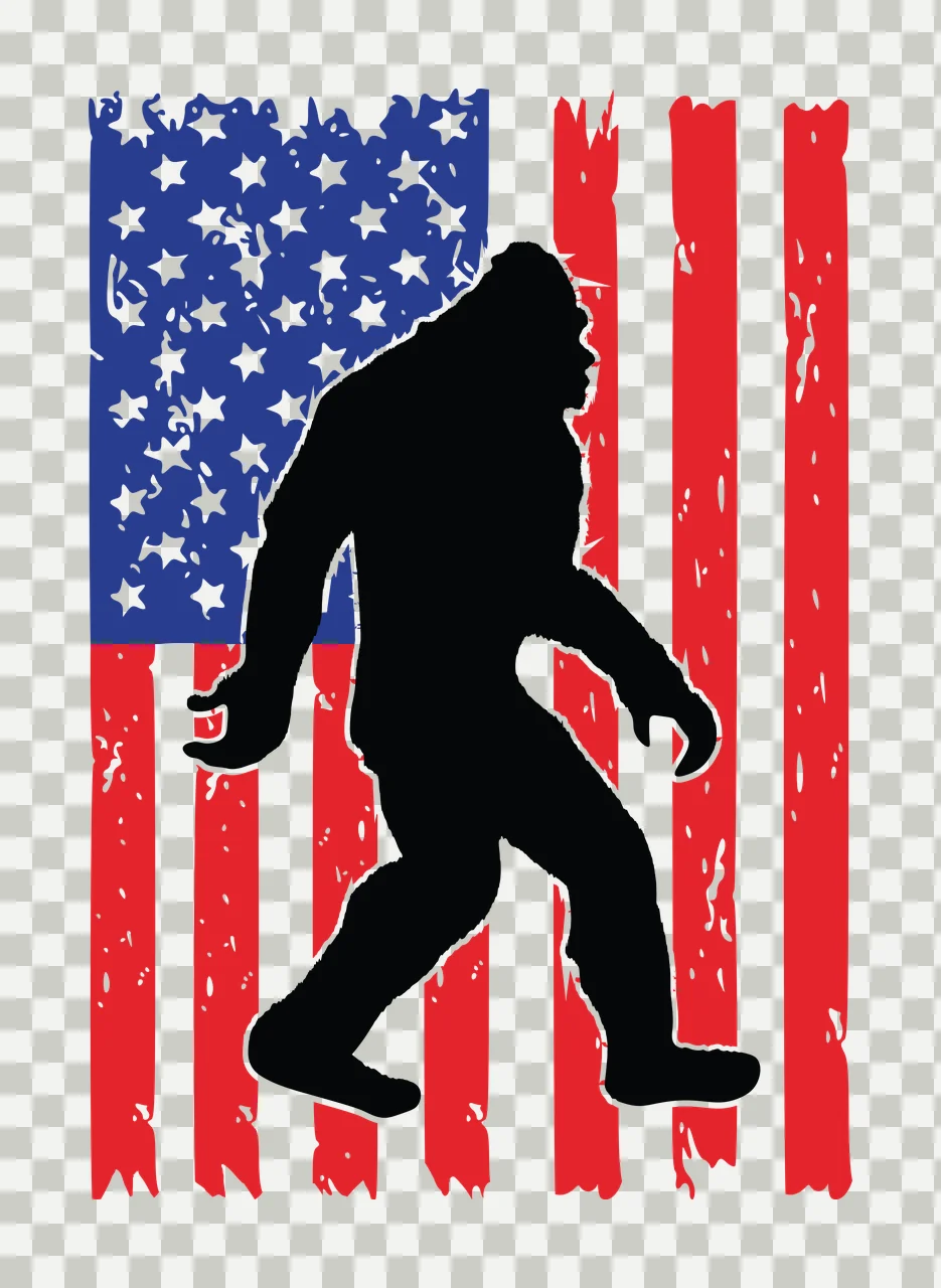 Flag Black Silhouette Of A Creature Walking Over stars stripes transparency and detail preview thumbnail