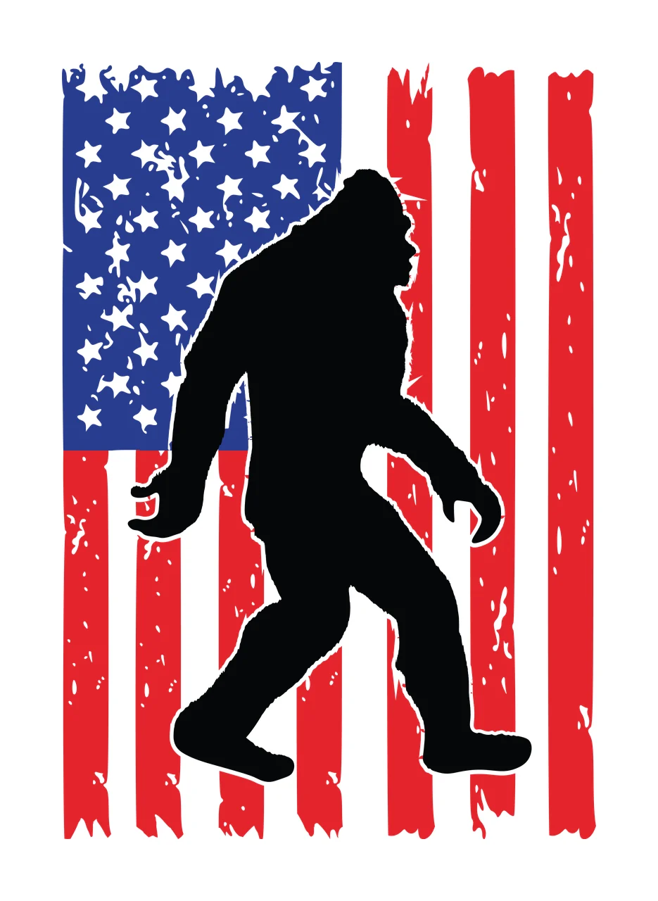 Flag Black Silhouette Of A Creature Walking Over stars stripes