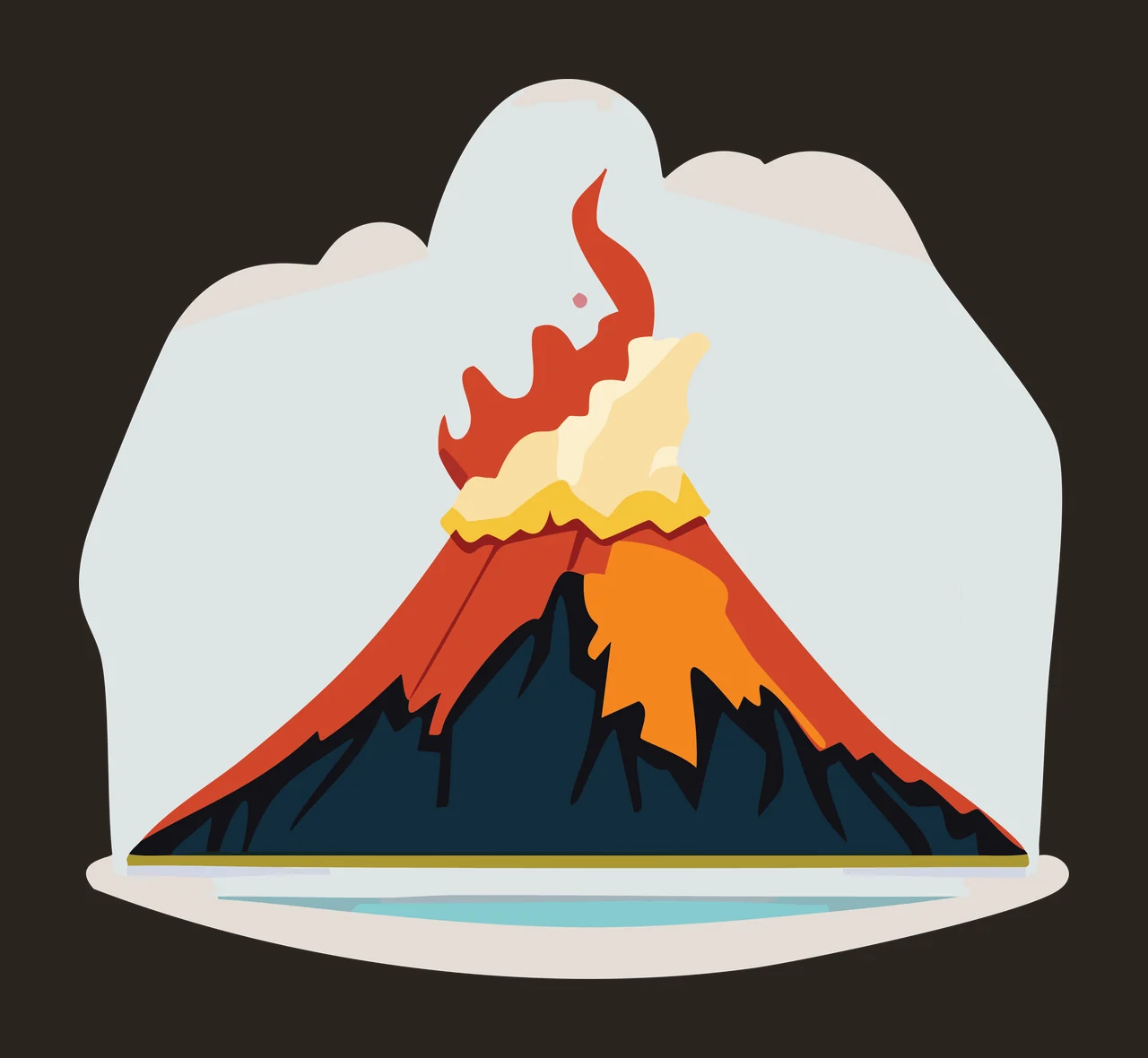 Volcano Eruption Silhouette Black Shape erupting smoke lava contrast preview thumbnail