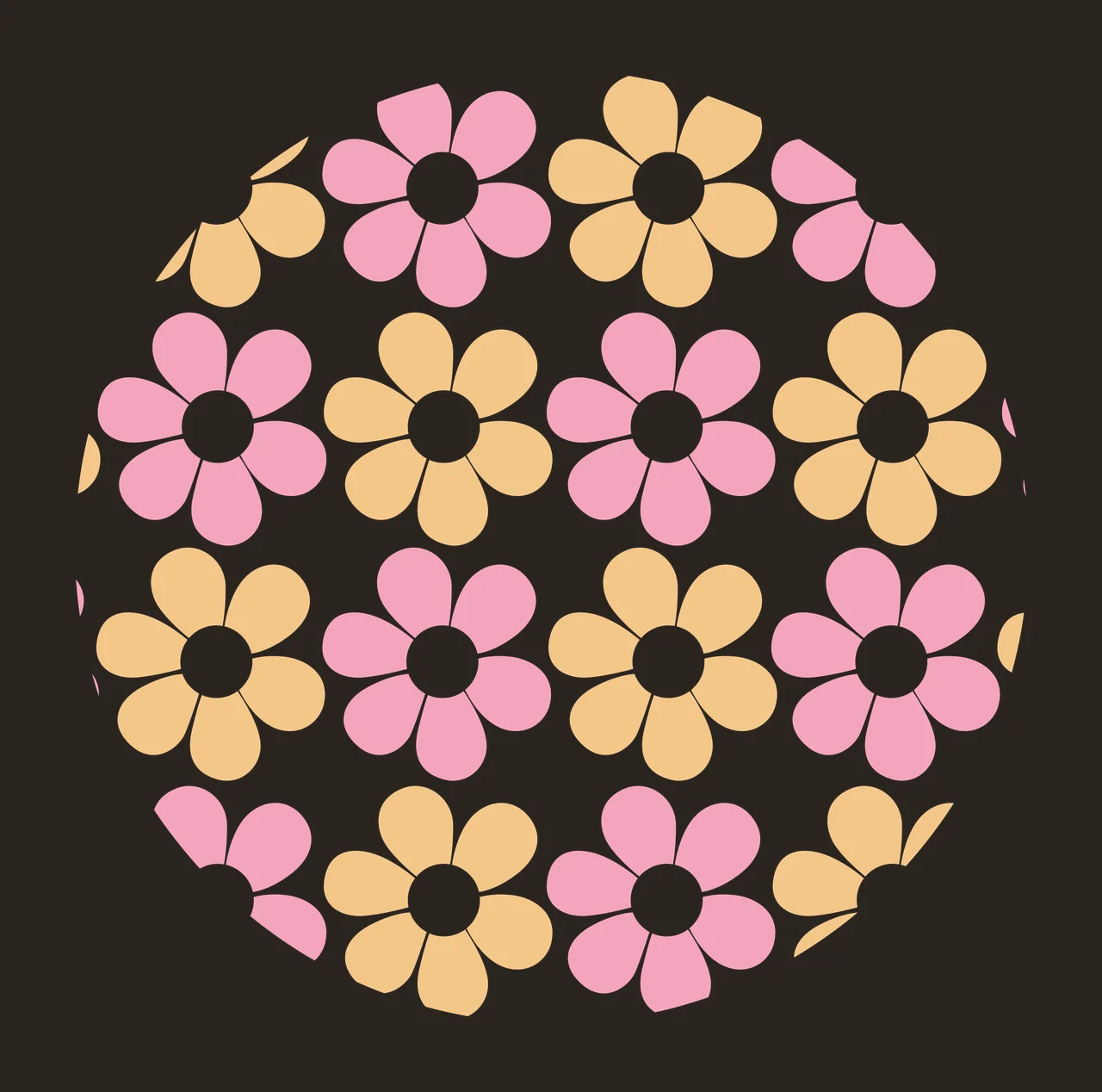 Keychain Flower Circular Pattern On Black Background Repeating contrast preview thumbnail