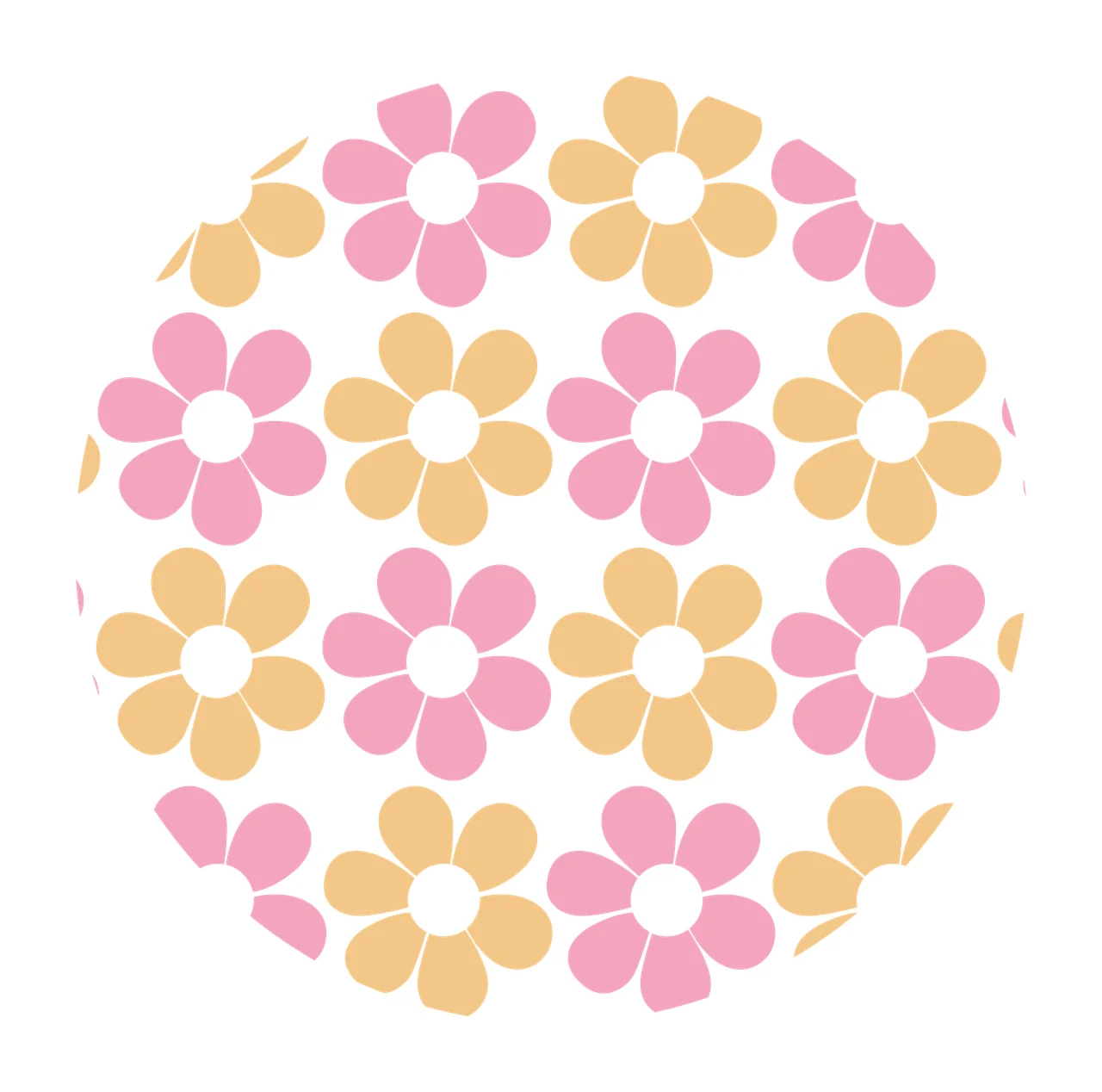 Keychain Flower Circular Pattern On Black Background Repeating