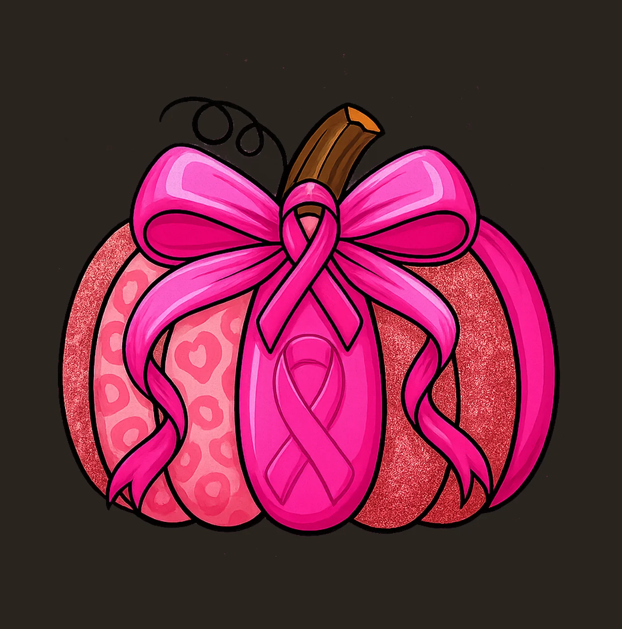 Breast Cancer Pumpkin Pink Ribbon Awareness Design October contrast preview thumbnail