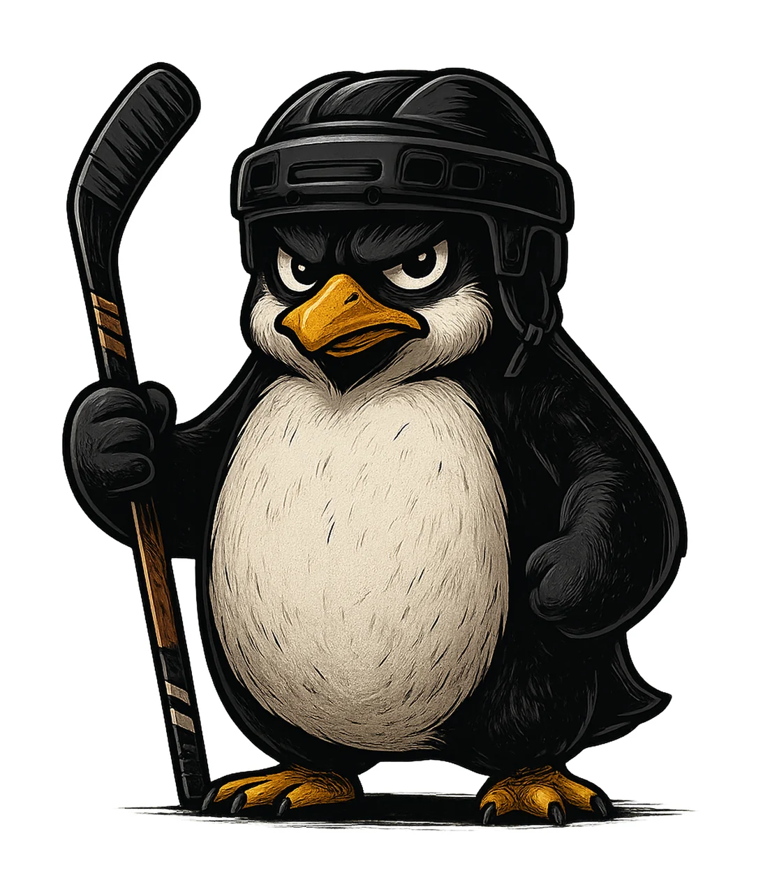 Ice Hockey Penguin Player Cute Animal Artwork Kids Sport