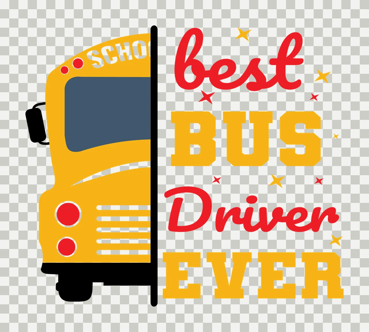 Bus Driving With Stars And Text In Black transparency and detail preview thumbnail