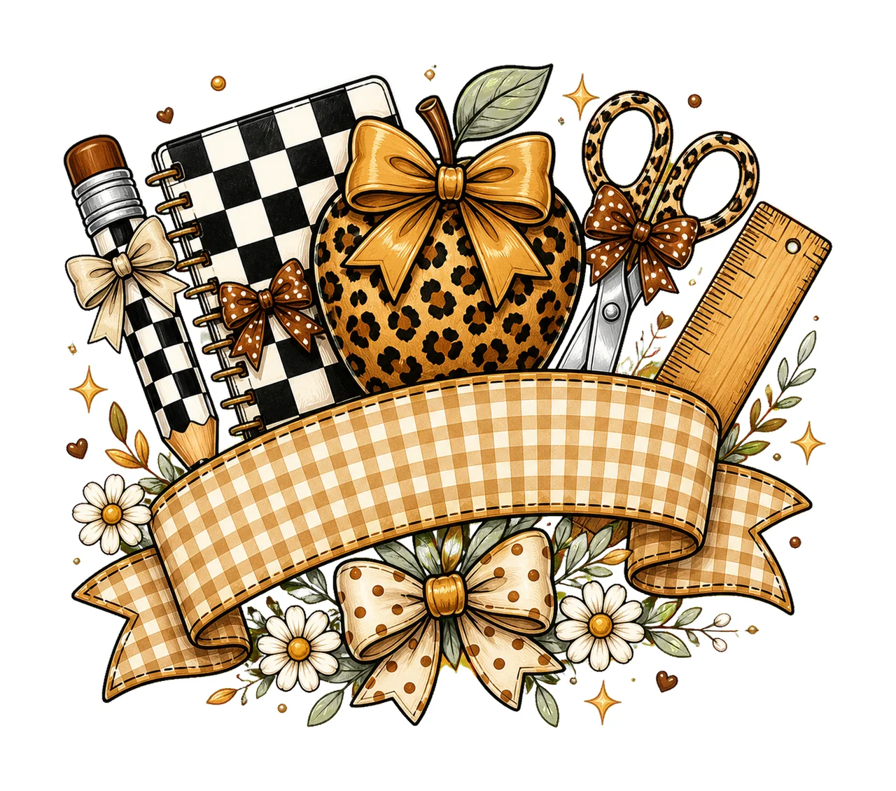 Leopard Print Stationery With Gingham Banner arrangement