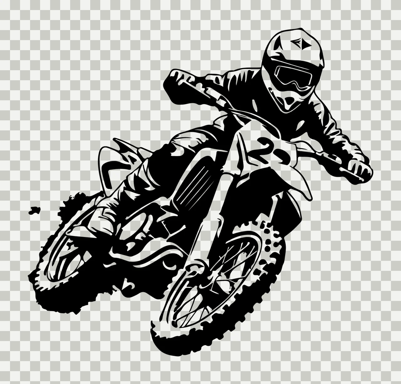 Motorcycle Rider Jumping In Mid Air helmet silhouette black transparency and detail preview thumbnail