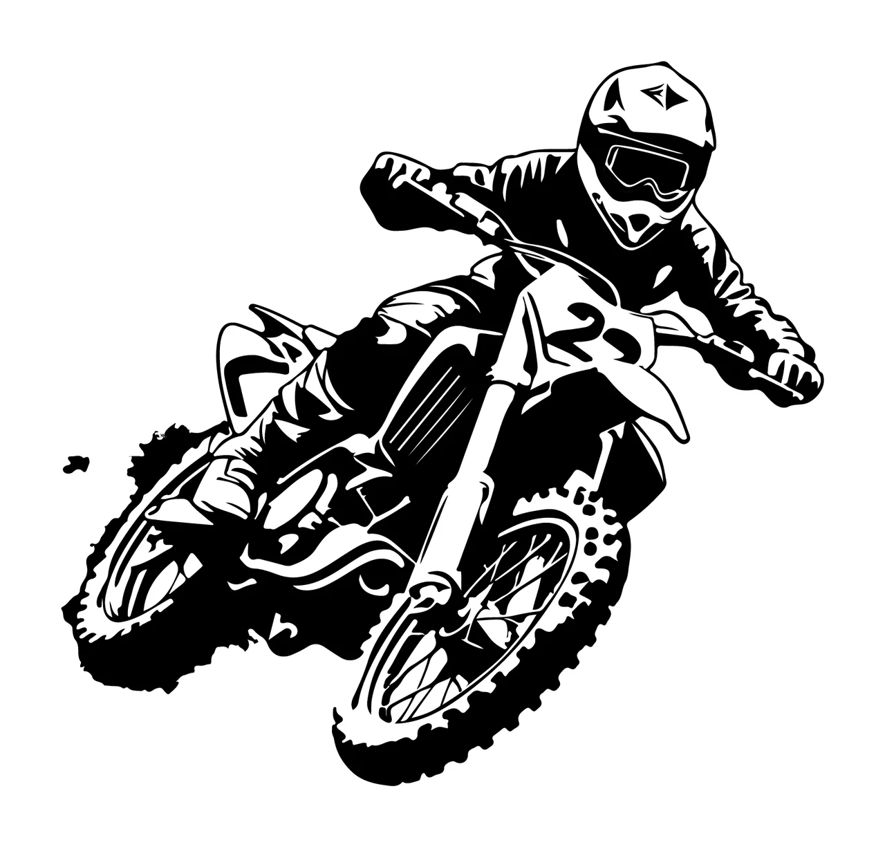 Motorcycle Rider Jumping In Mid Air helmet silhouette black