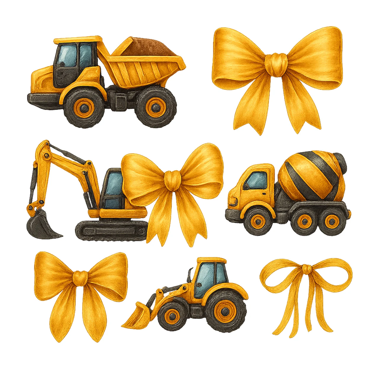 Construction Bow Collage Sublimation Design Cute