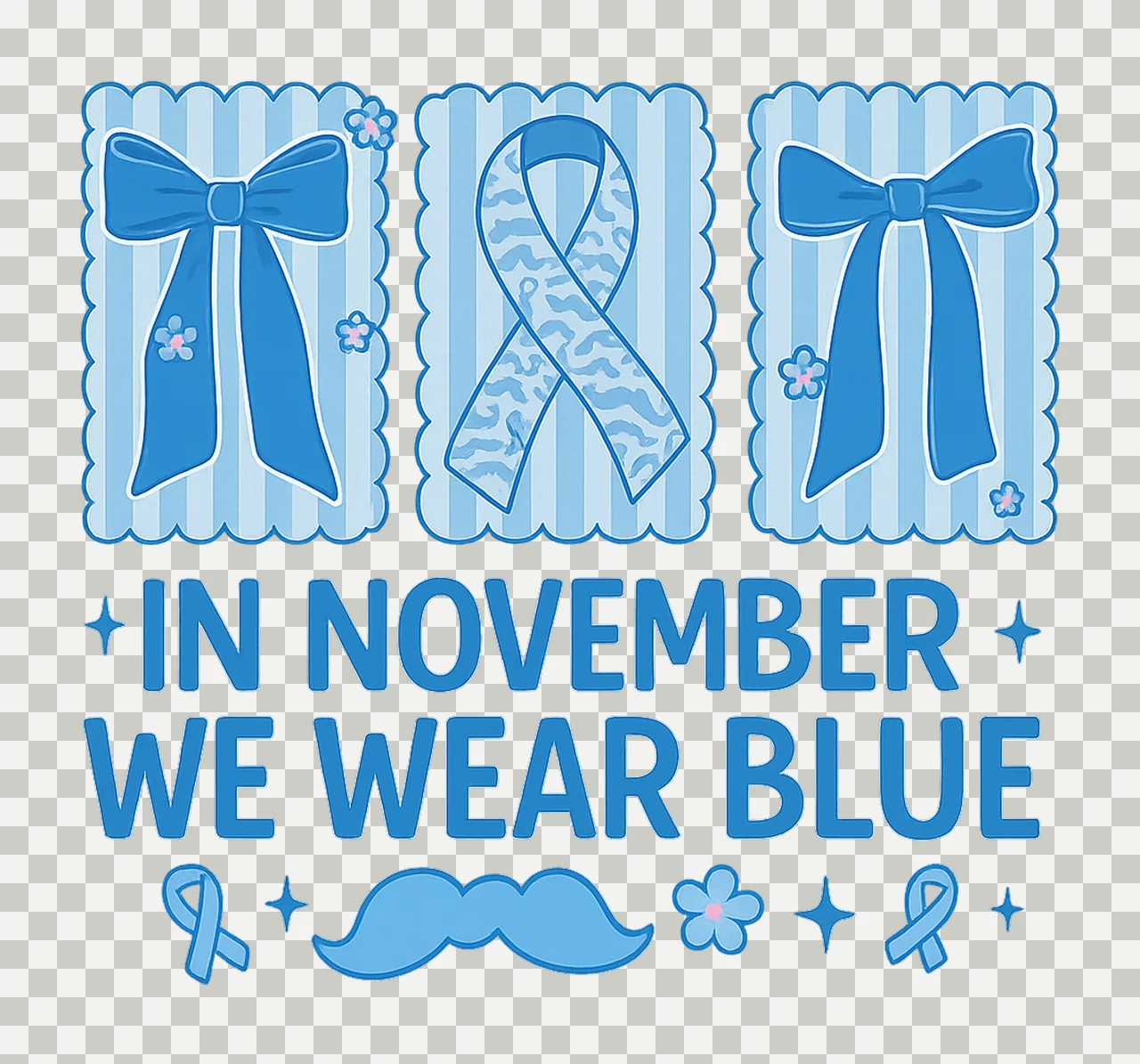 Coquette diabetes awareness Blue Ribbon Fight Diabetes Month transparency and detail preview thumbnail