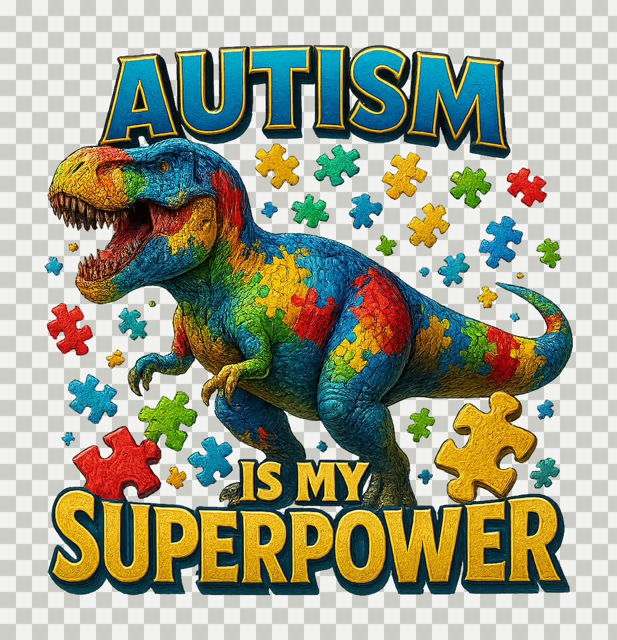 Autism is my superpower Dinosaur Autism Awareness Design Be transparency and detail preview thumbnail