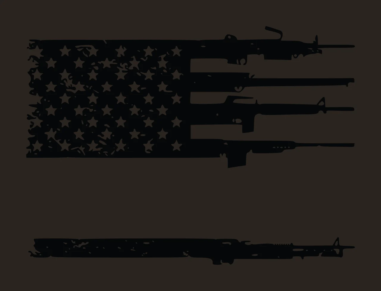 Flag Horizontal Graphic With Stars And Rifle Shaped rifles contrast preview thumbnail