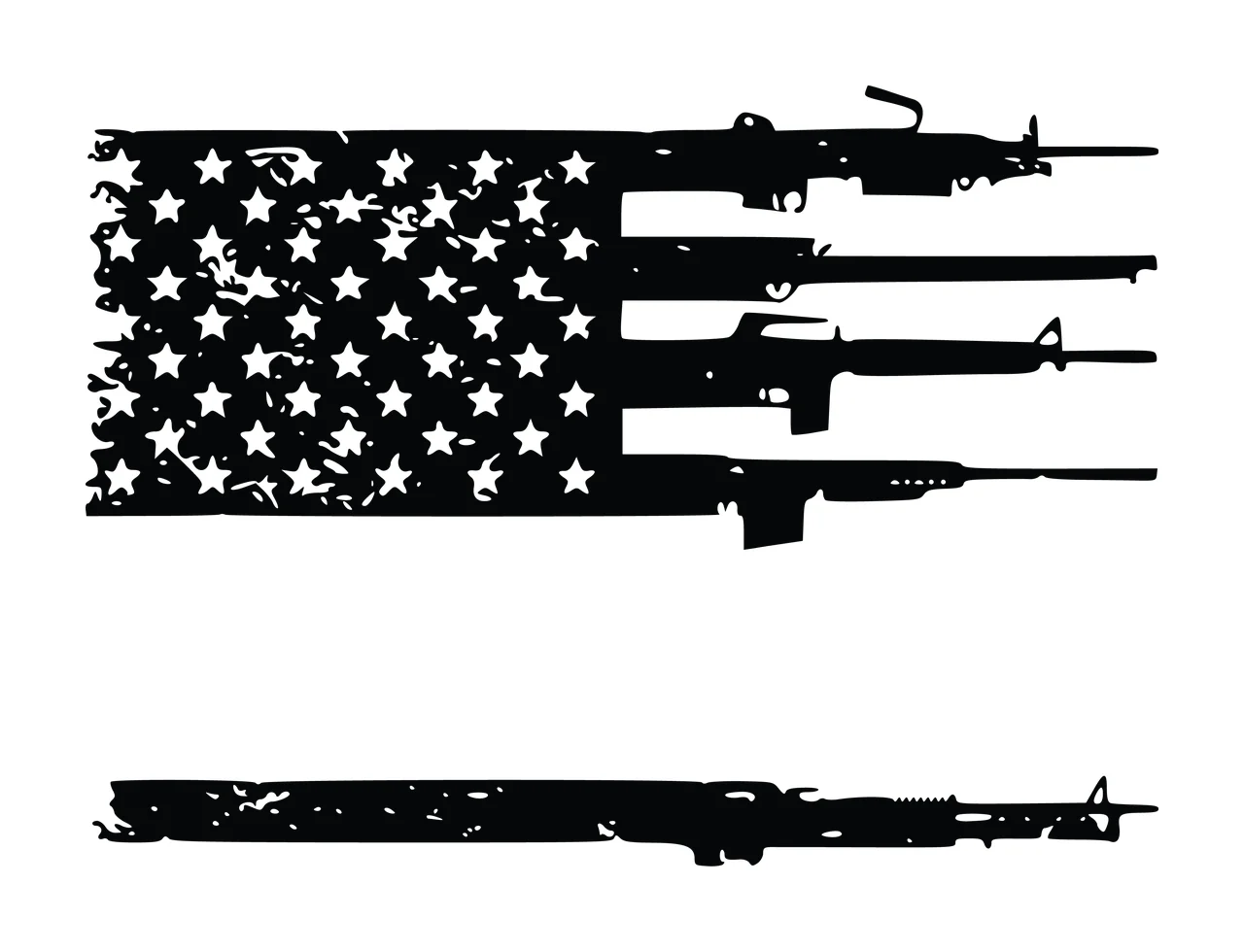 Flag Horizontal Graphic With Stars And Rifle Shaped rifles