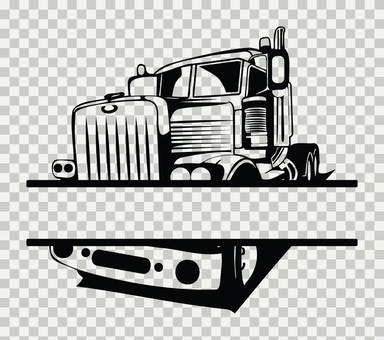 Semi Truck Monogram Character 04 pickup vehicle monster Variation transparency and detail preview thumbnail