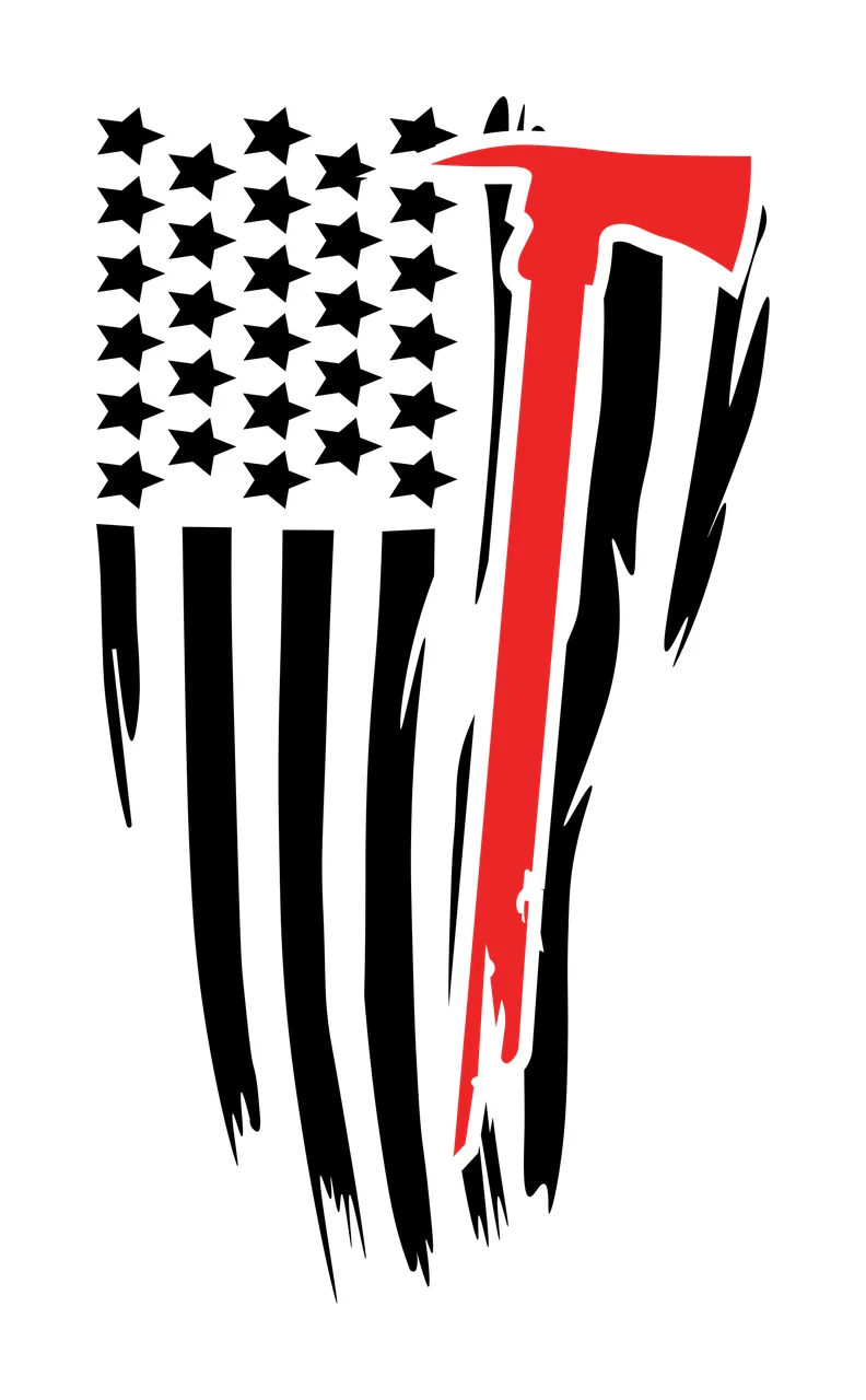 Flag American With Axe Symbol and combine stars distressed graphic