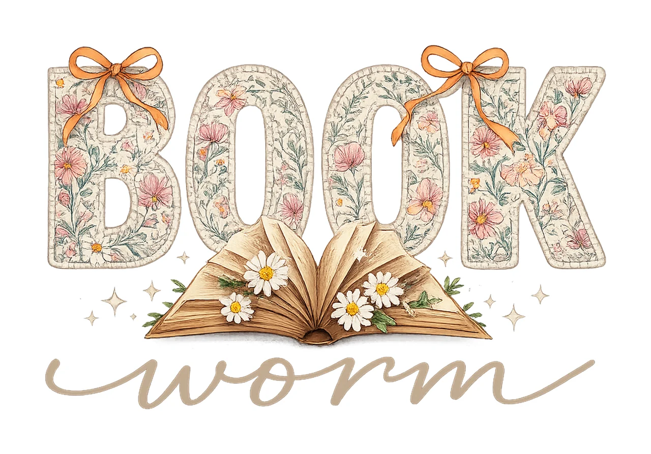 Bookworm Floral Book Reading Grandmillennial Coquette Bow