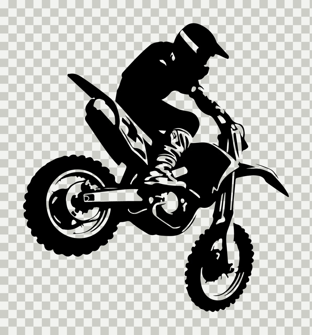 Dirt Bike Jumping In Air rider graphic silhouette black Variation transparency and detail preview thumbnail