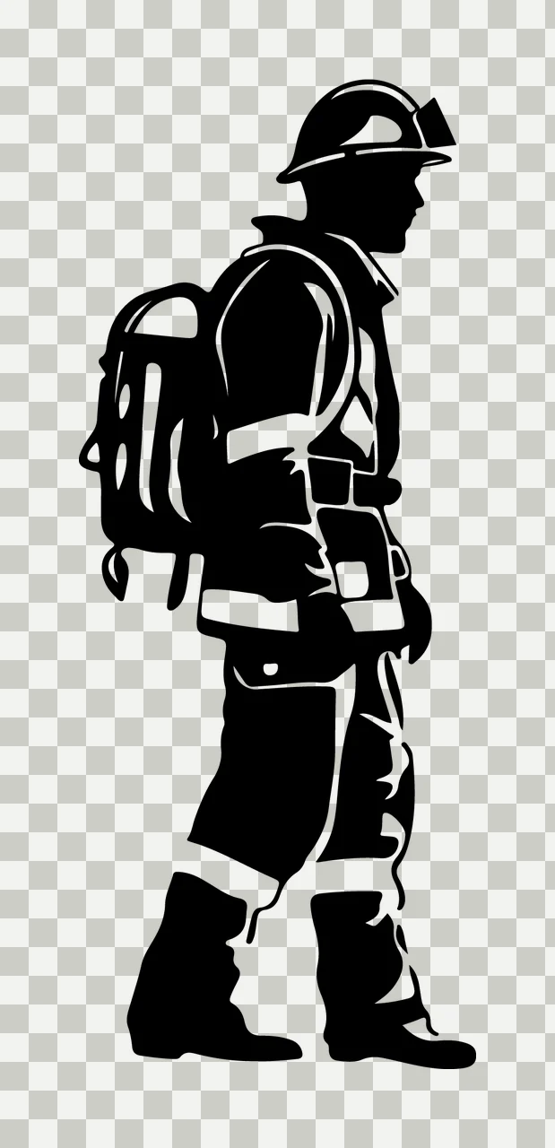 Firefighter Standing With Protective Gear Graphic person helmet transparency and detail preview thumbnail