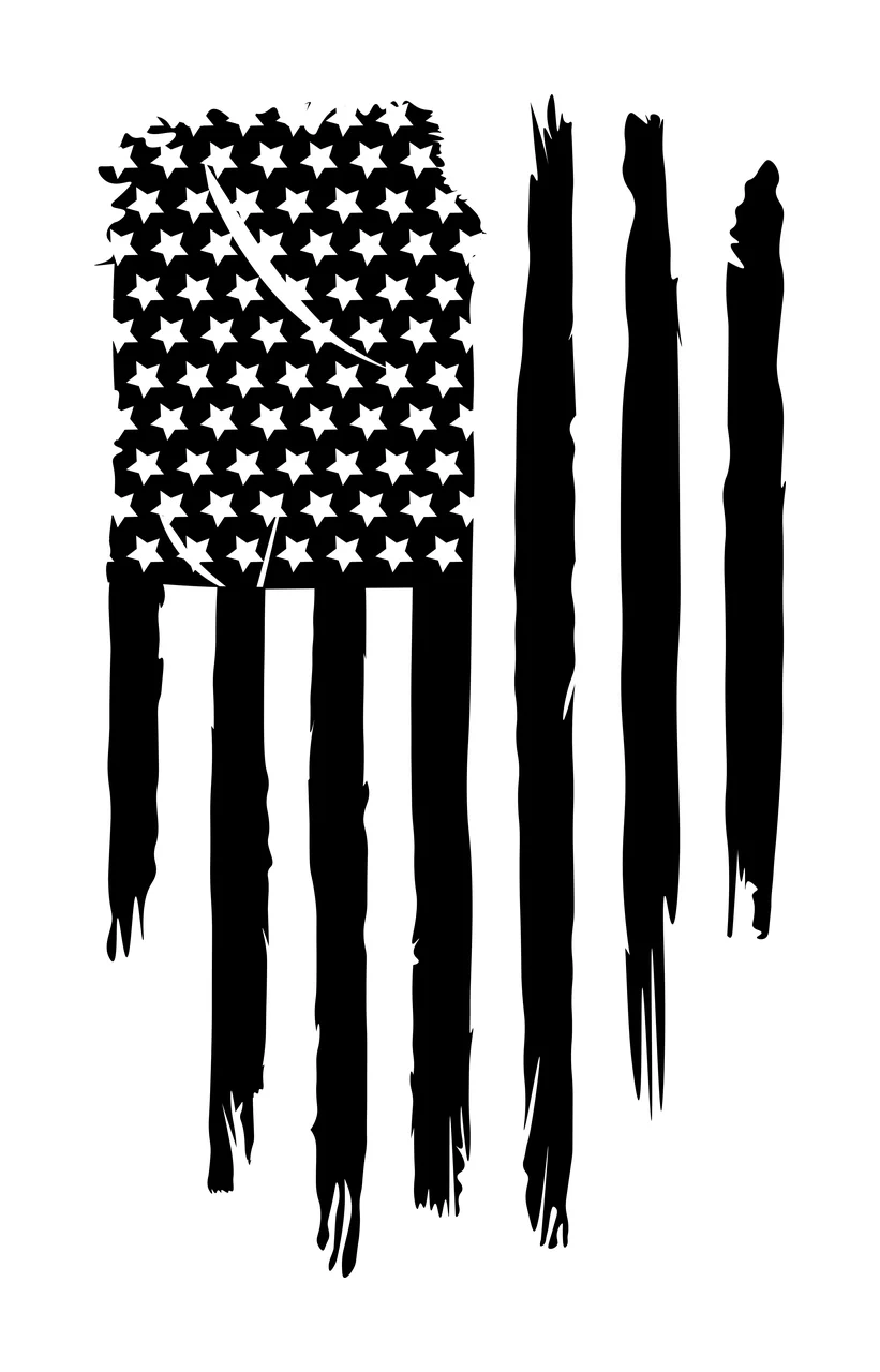 Black Flag Distressed Graphic With Vertical Stripes stars white
