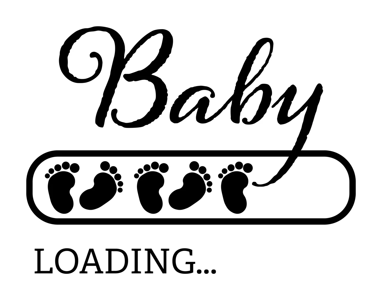 Baby Loading Bar With Footprint Pattern footprints black white