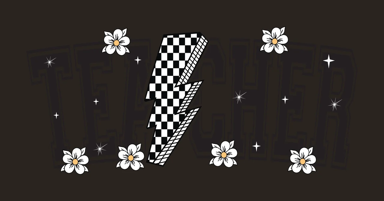 Teacher Bolt Lightning Floral Typography text display flower contrast preview thumbnail