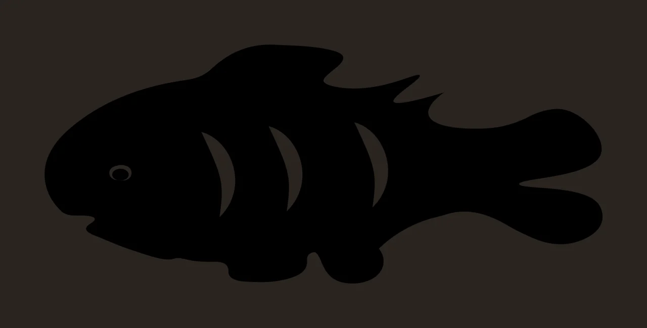 Animal Black Fish Silhouette With White Curved Fin Swimming contrast preview thumbnail