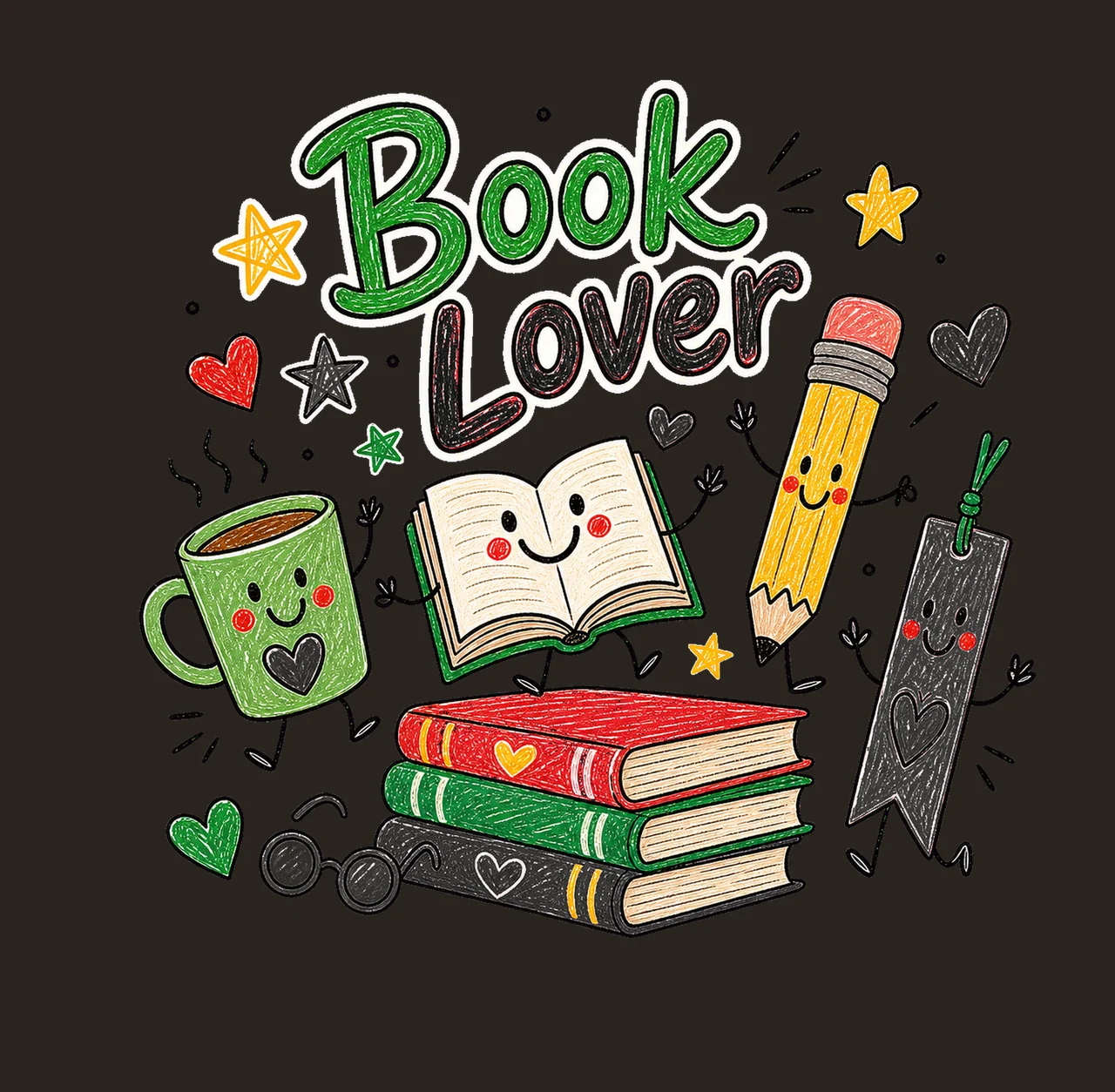 Reading Doodle Book Lover sublimation instant Variation A contrast preview thumbnail