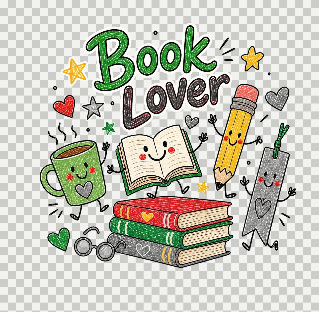 Reading Doodle Book Lover sublimation instant Variation A transparency and detail preview thumbnail
