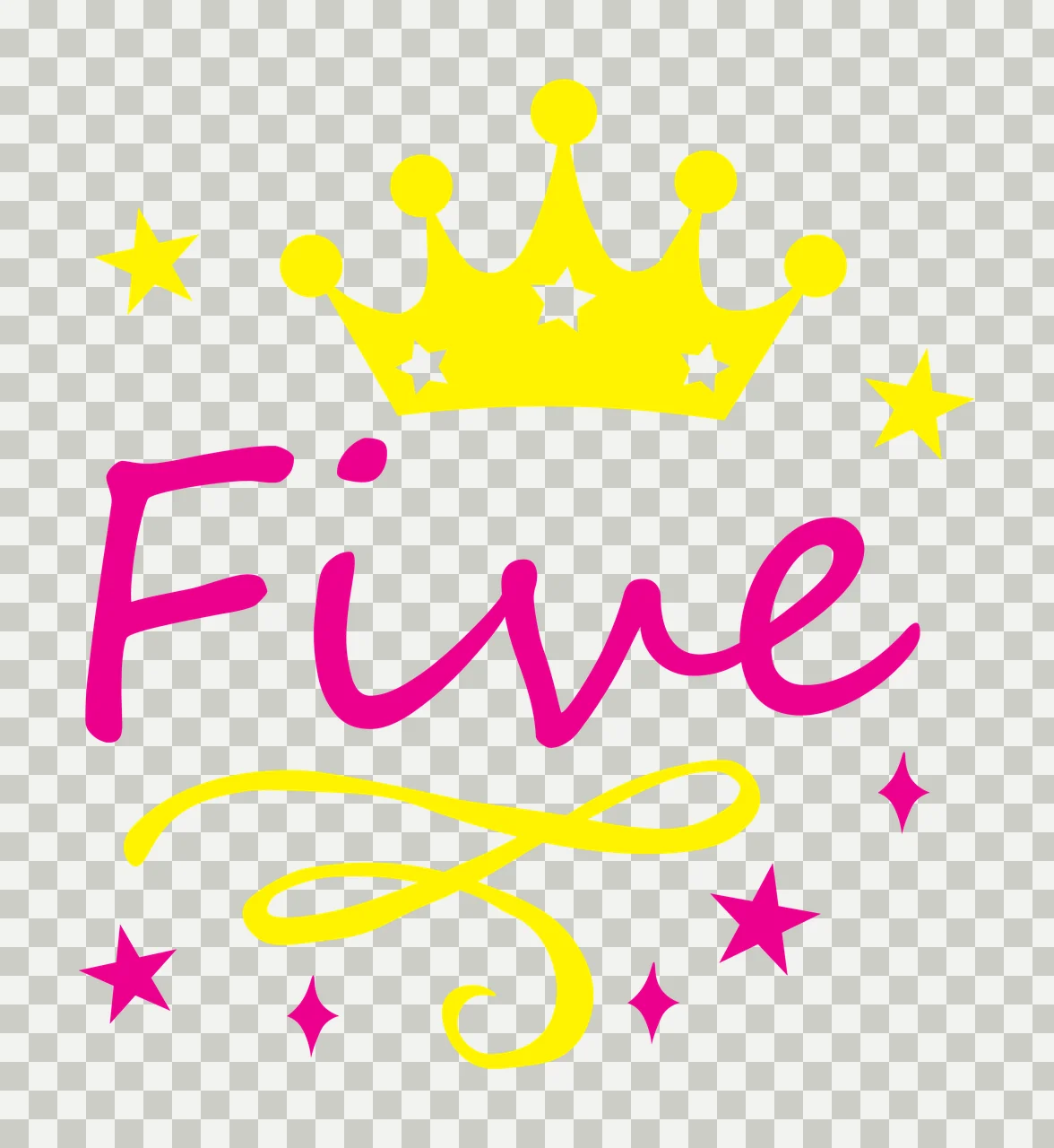 Five With Crown And Stars star swirl typography black white transparency and detail preview thumbnail
