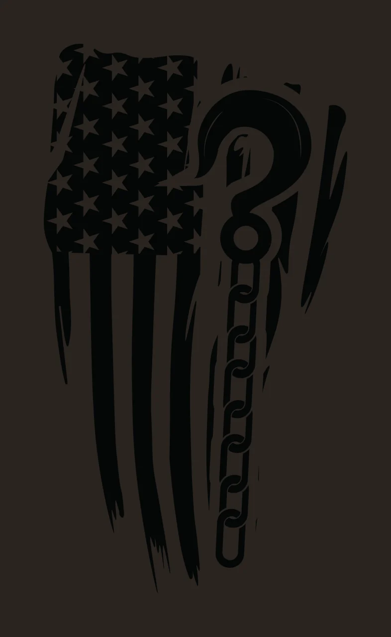 Flag Distressed With Hook And Chain waving stars stripes black contrast preview thumbnail