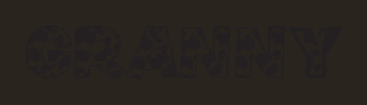 GRANNY Typography Design with cow print pattern, block letters and text GRANNY in black and white contrast preview thumbnail