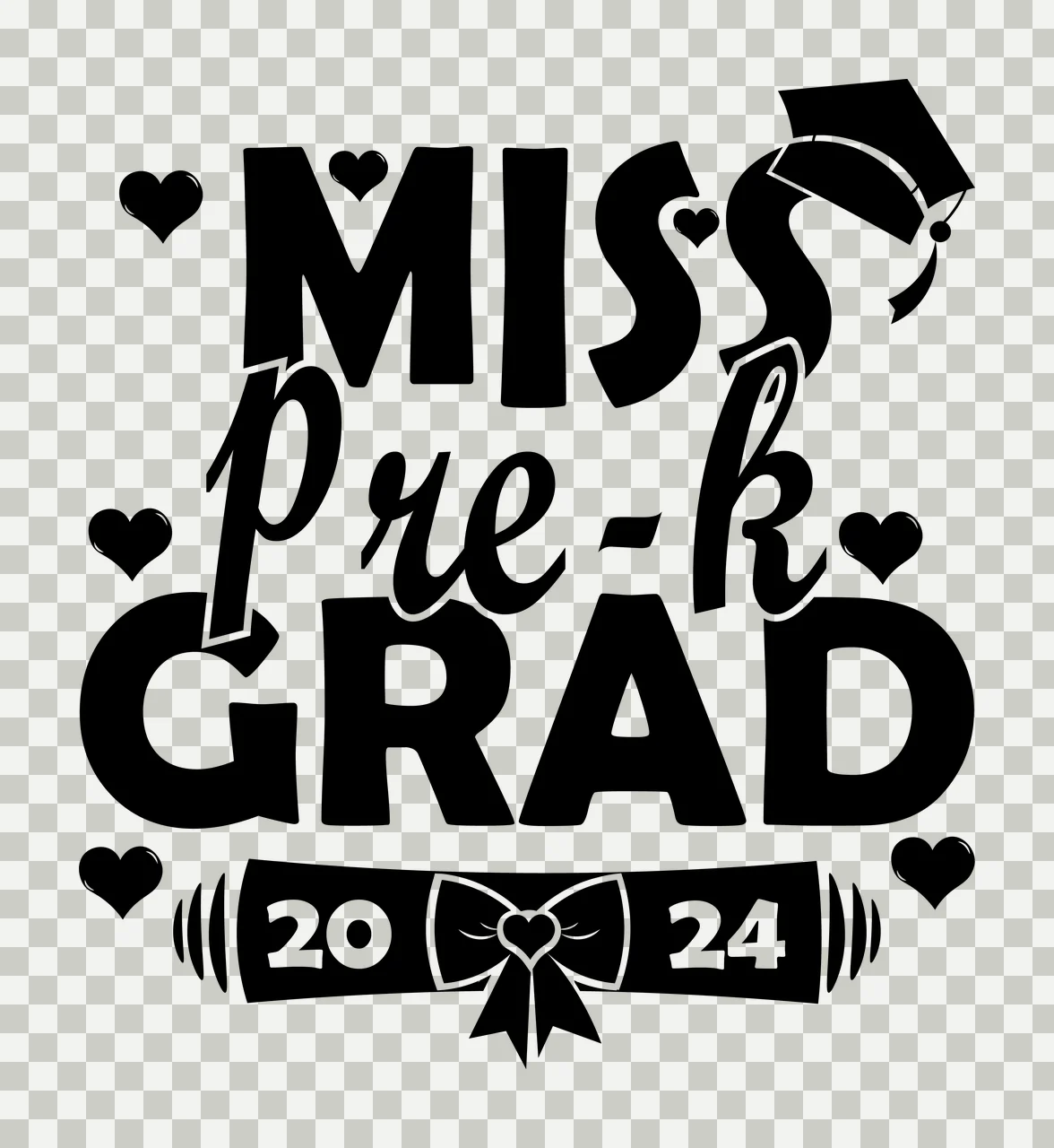 Miss With Scroll Diploma text graduation symbols decorating transparency and detail preview thumbnail