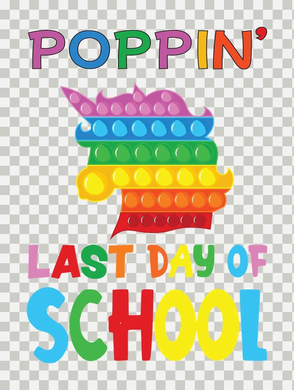 Poppin Last Day Of School Unicorn positioned horn silhouette transparency and detail preview thumbnail