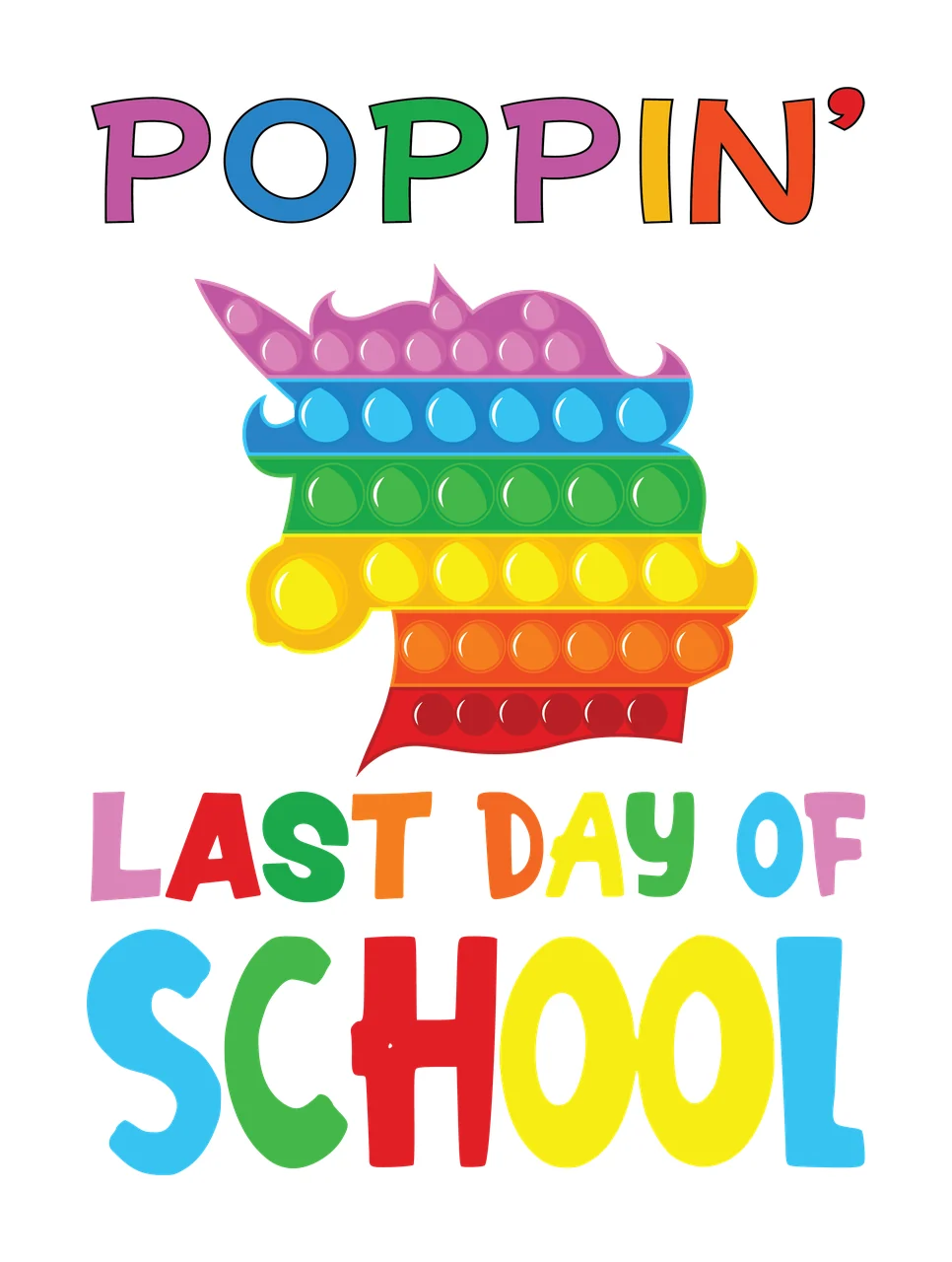 Poppin Last Day Of School Unicorn positioned horn silhouette