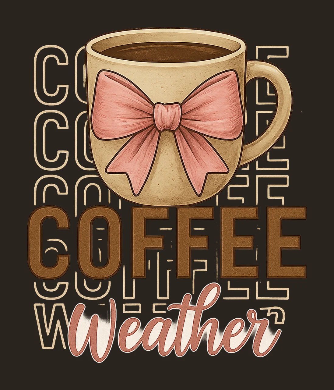 Bow Mug Decorative Design With And Beverage illustrated contrast preview thumbnail