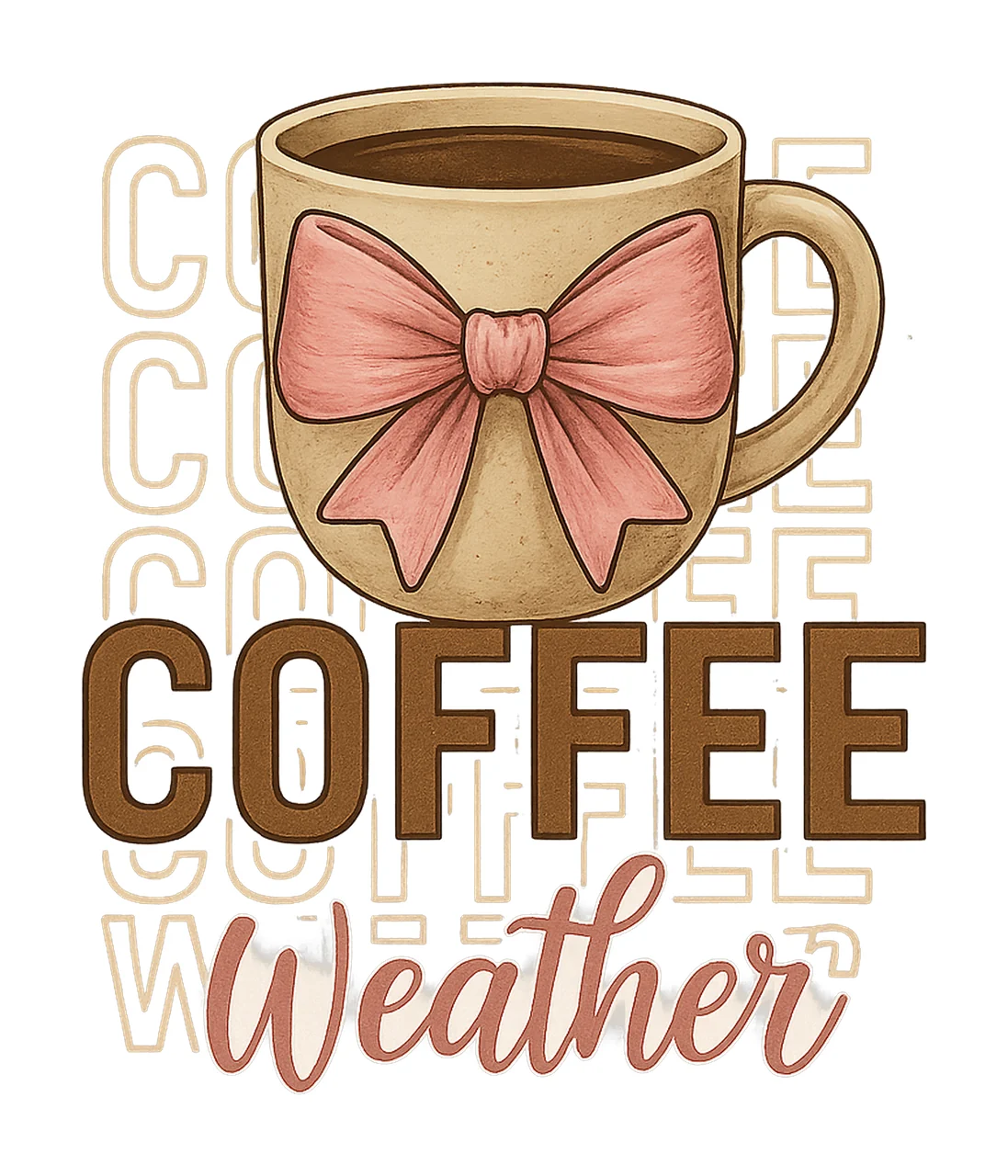 Bow Mug Decorative Design With And Beverage illustrated