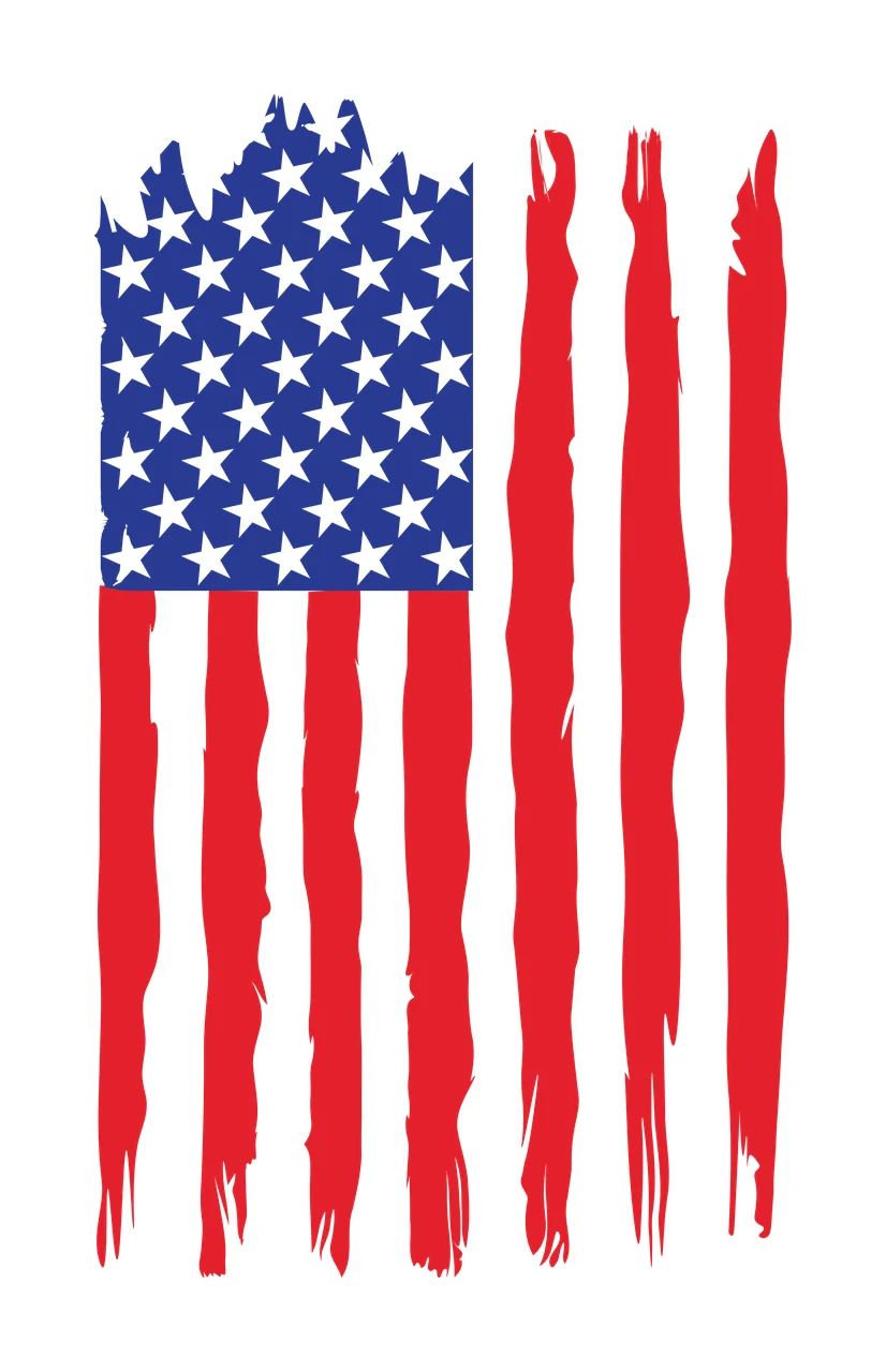 Flag Vertical Black And White With Distressed Brush stars stripes