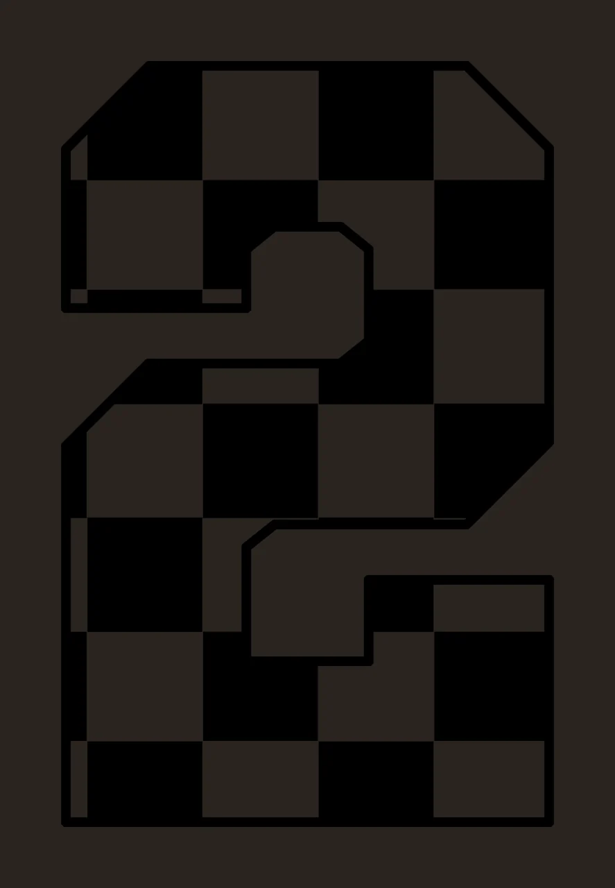 2 Large Numeral Two Filled With A Black number checkerboard pattern contrast preview thumbnail