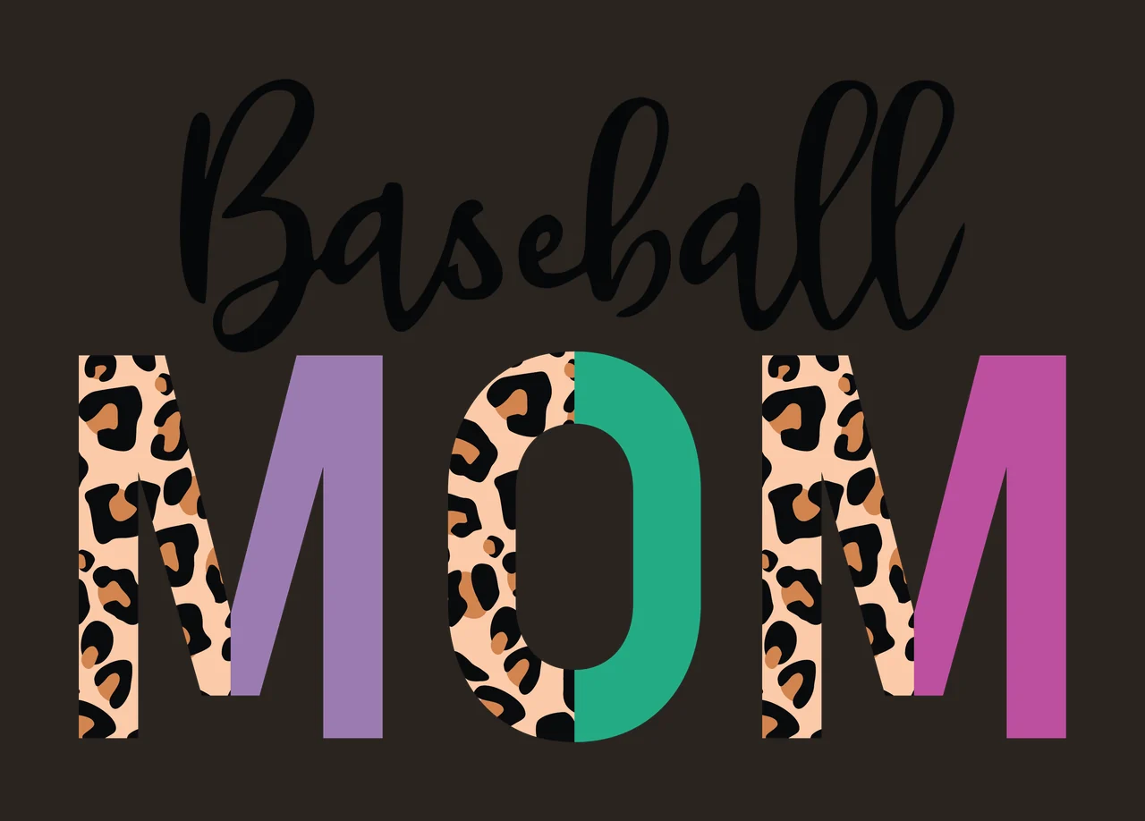 Baseball Mom Text Graphic With Leopard Print Pattern Variation contrast preview thumbnail