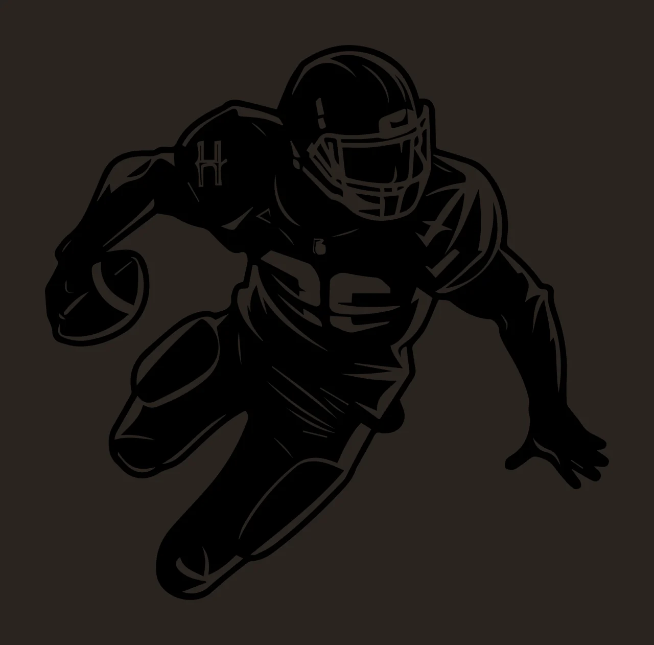 Football Player H Running Graphic Silhouette helmet ball uniform contrast preview thumbnail