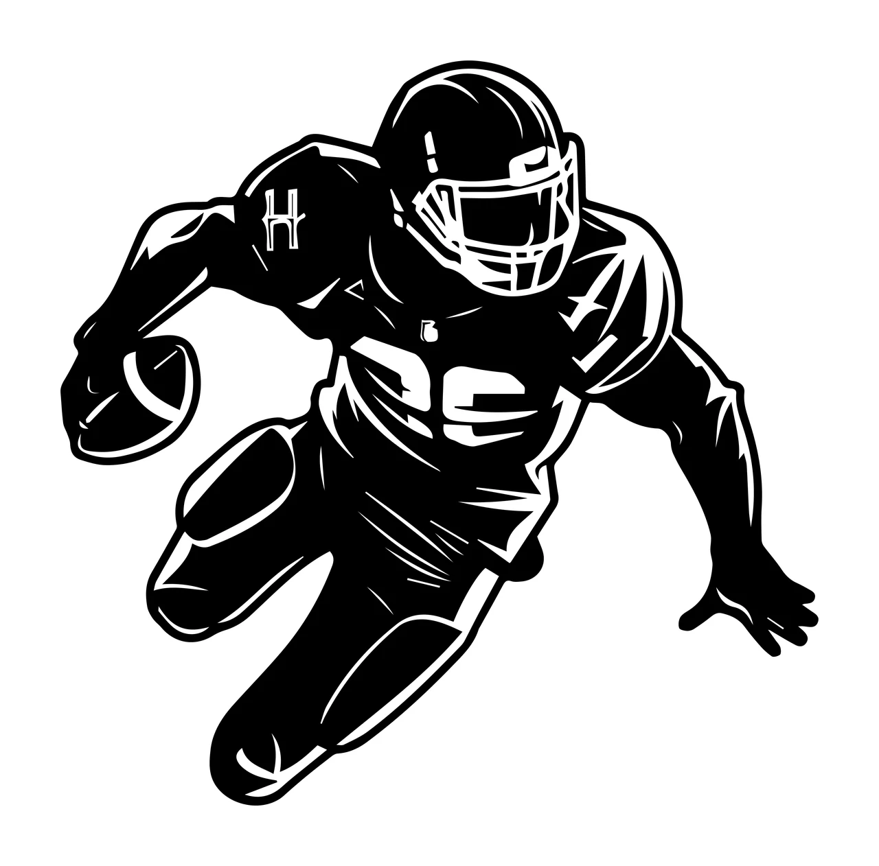 Football Player H Running Graphic Silhouette helmet ball uniform