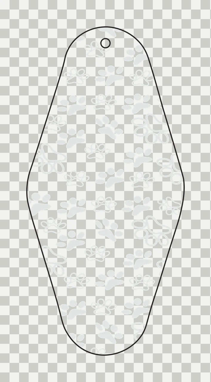 Classic Motel Keychain Vertical Paw Print Pattern Shape repeating transparency and detail preview thumbnail