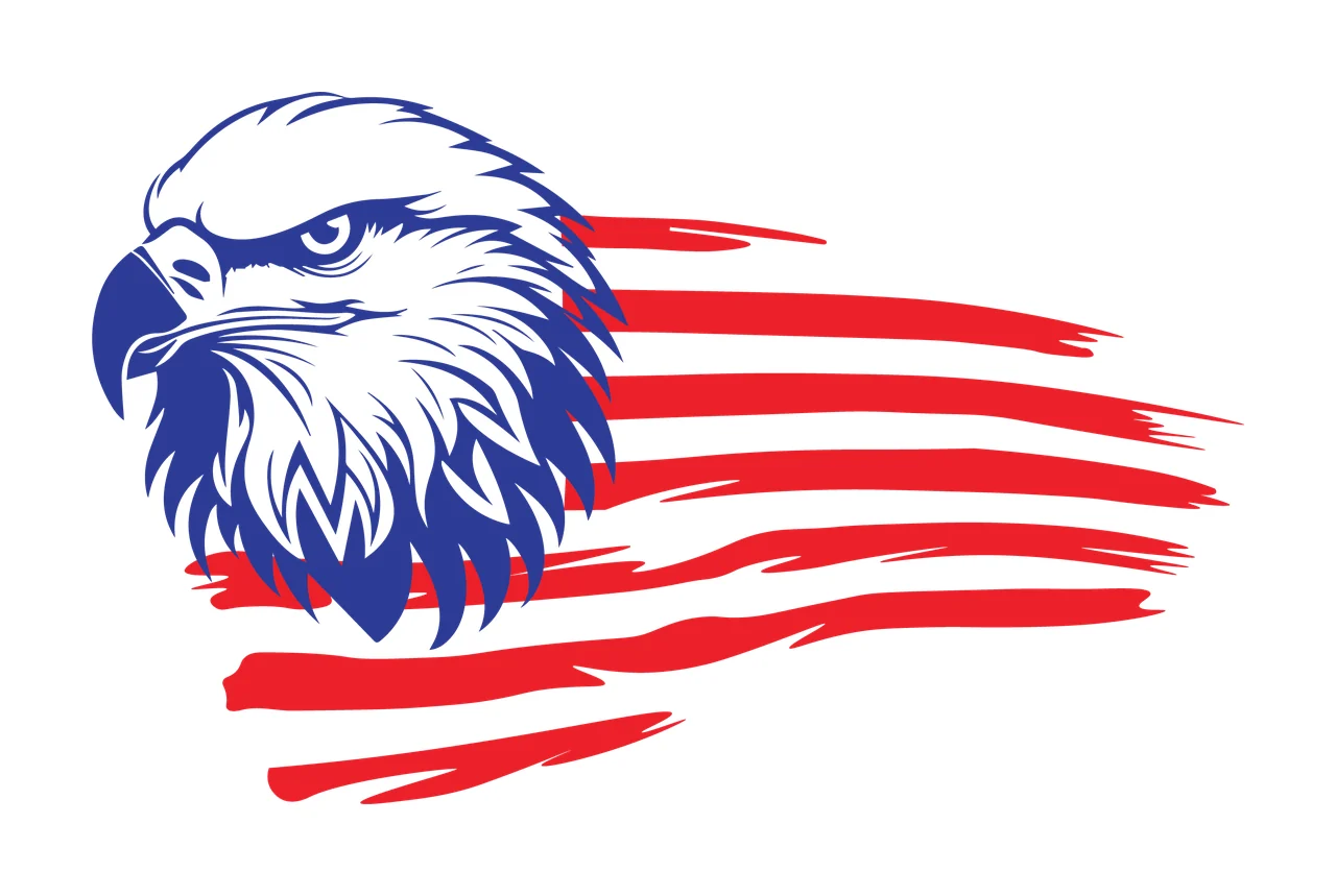 Eagle A Head With Distressed Stripes Design profiling stripe