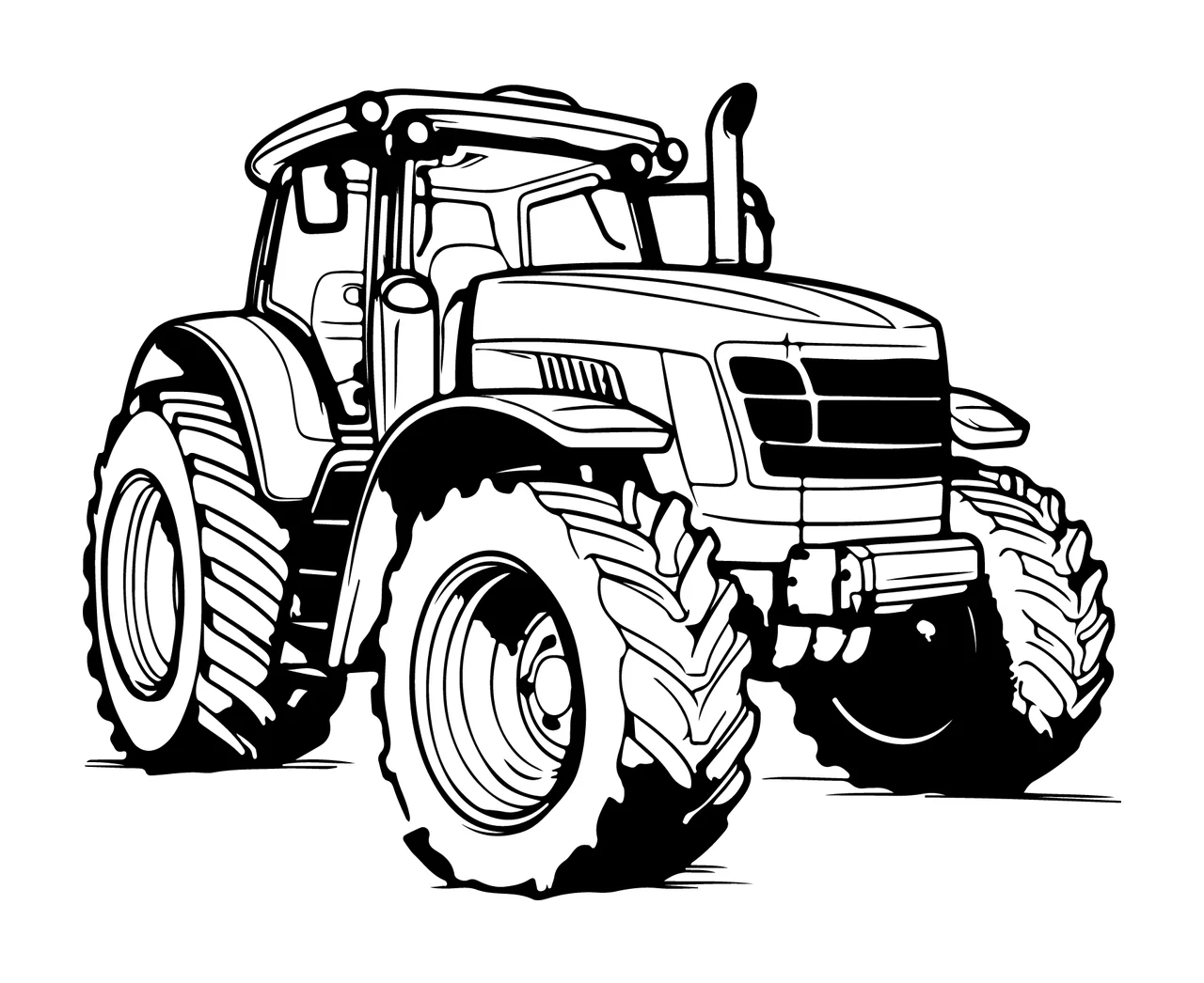 Black And White Farm Tractor Illustration stationary wheels