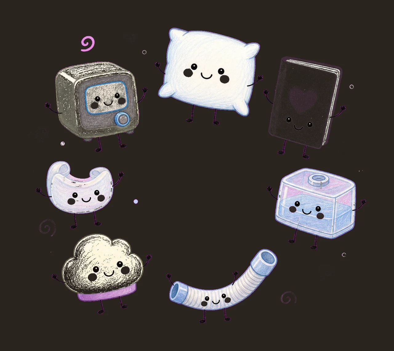 Sleep Medicine Doodle Crew Cute CPAP Sleep Tech Variation A contrast preview thumbnail