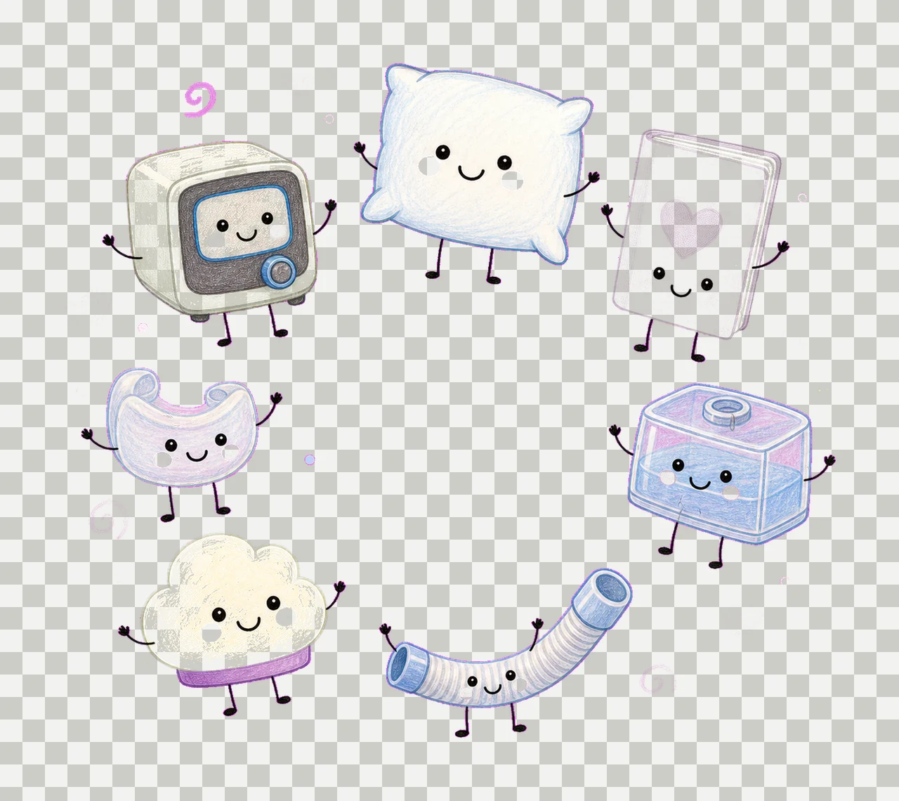 Sleep Medicine Doodle Crew Cute CPAP Sleep Tech Variation A transparency and detail preview thumbnail