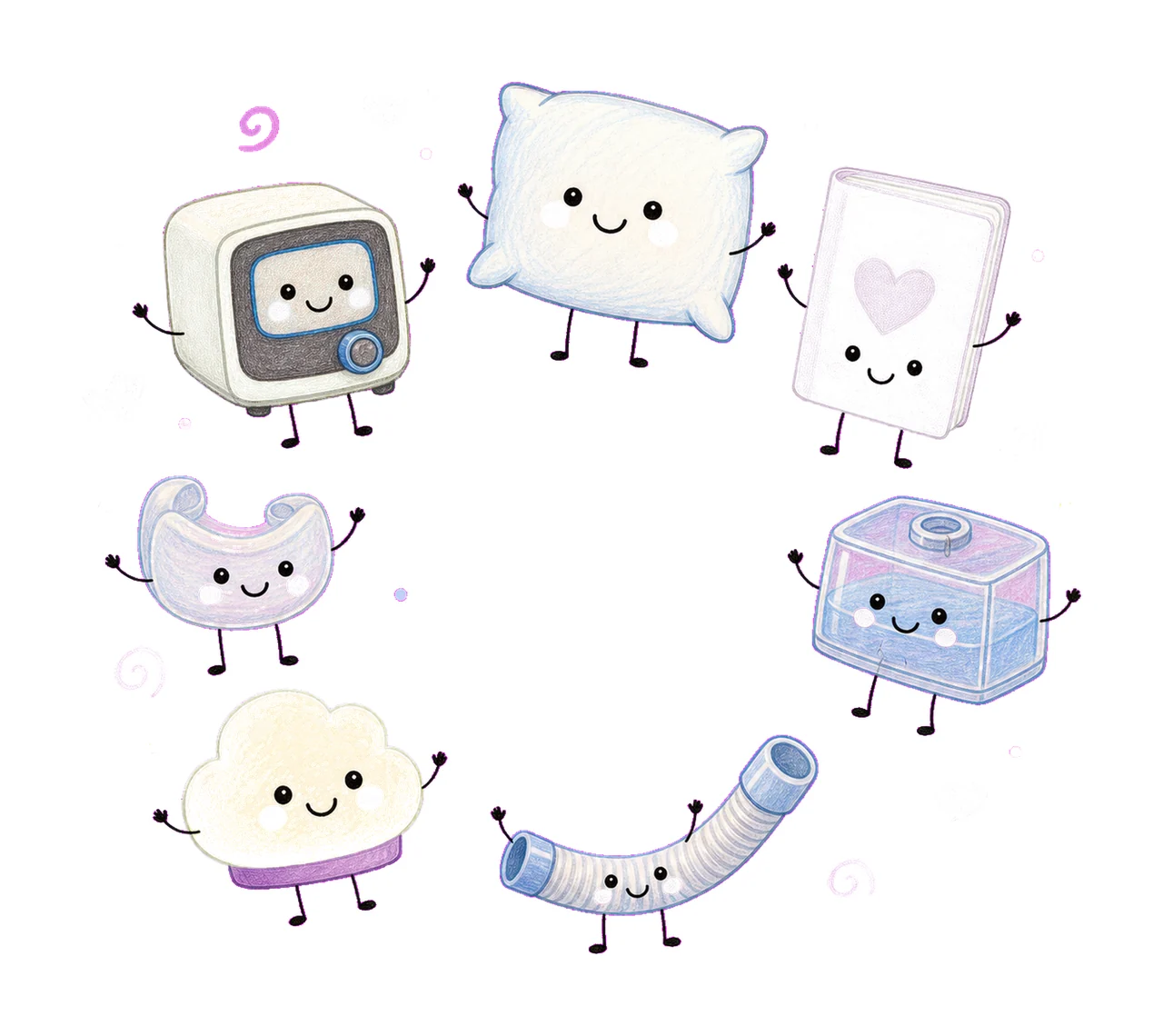 Sleep Medicine Doodle Crew Cute CPAP Sleep Tech Variation A