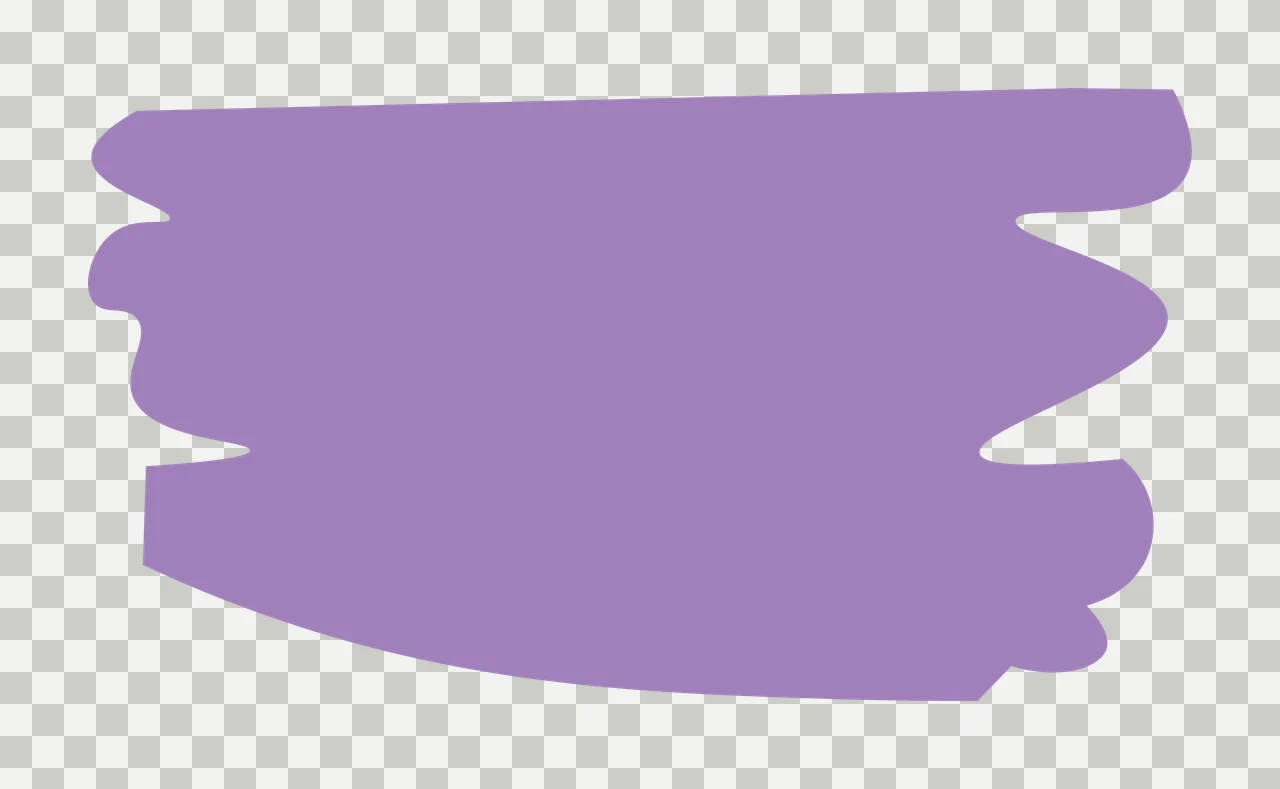 Purple brush stroke Illustration with paint swatch, abstract shape and irregular edge in lavender and white transparency and detail preview thumbnail