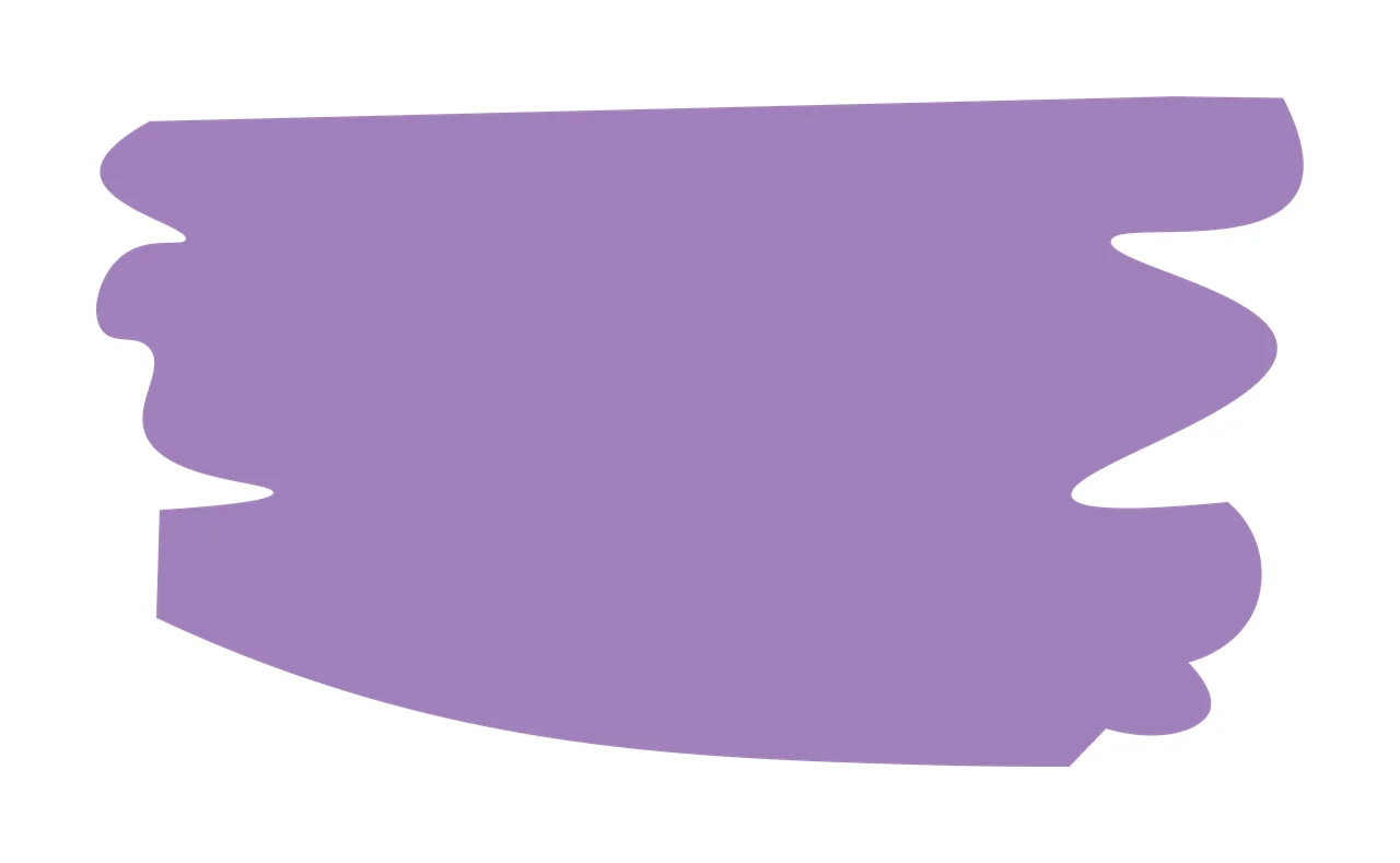 Purple brush stroke Illustration with paint swatch, abstract shape and irregular edge in lavender and white
