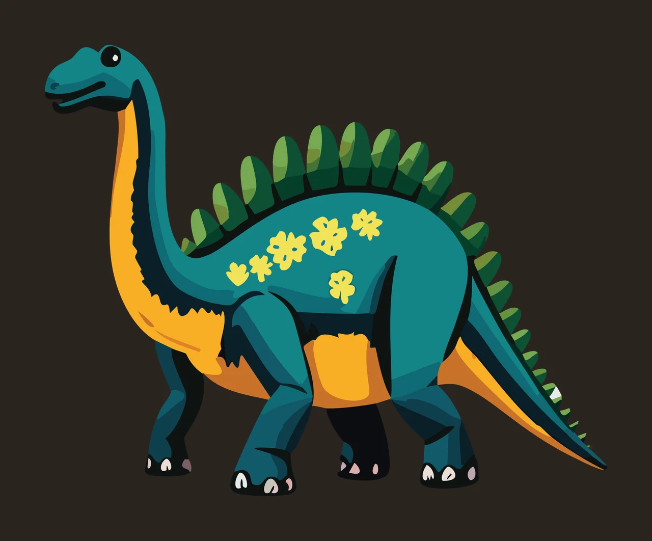 Dinosaur Long Necked Silhouette Side View Standing neck spikes contrast preview thumbnail