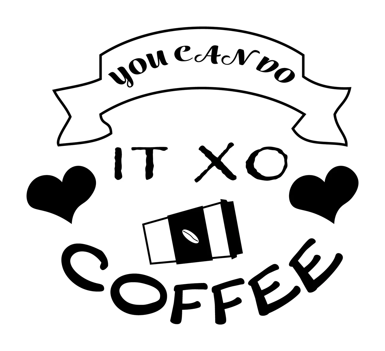 Can Glass Wrap Coffee Graphic text and icons banner hearts